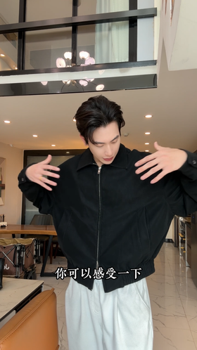 25056SDSA男士秋冬新款痞帅男装韩版纯色拉链翻领皮衣夹克显瘦高街外套