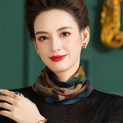 WW 1013【礼盒装】羊毛印花针织围脖便捷套头保暖脖套防寒护颈围巾 商品图1