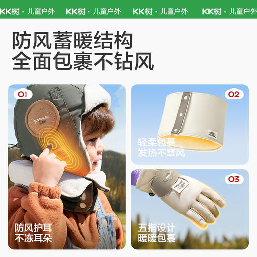 【KK树】云朵领航员抱耳帽+五指手套+围脖三件套 商品图3