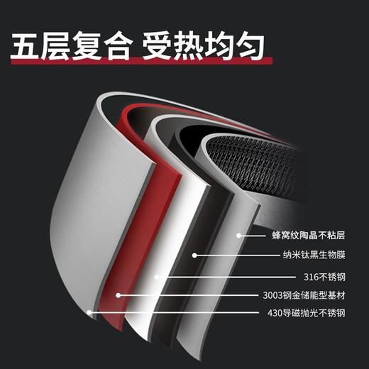 炊大皇 炒锅 316不锈钢炒菜锅双面蜂窝纹不粘炒锅32cm 可立锅盖CG32SY 商品图5