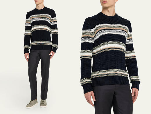 ZZ同款秋冬意式松弛 6针4线ART-Deco特种纱织针织毛衣 商品图0