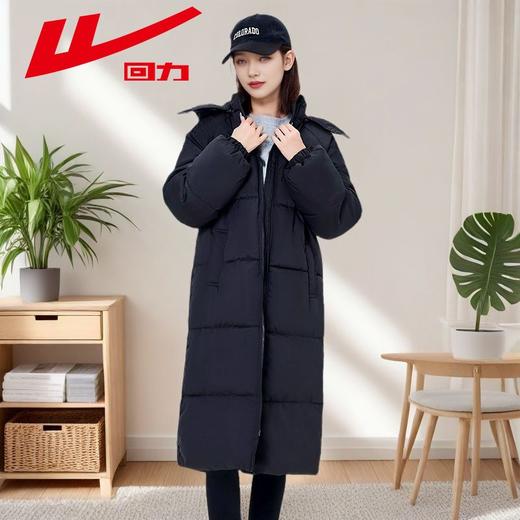 回力羽绒棉服女中长款宽松棉袄2024新款冬季加厚保暖过膝连帽棉衣 商品图3