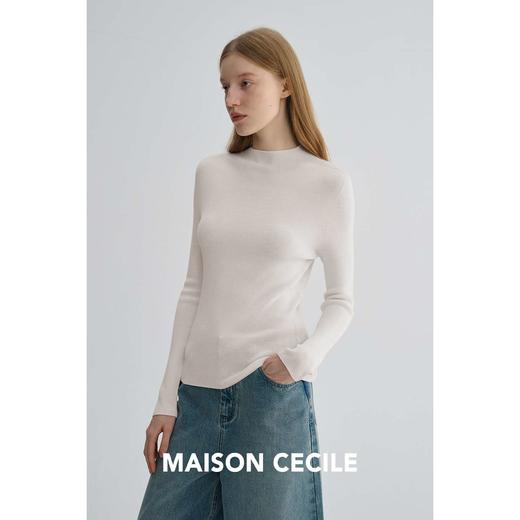 MAISON CECILE 三色|精纺羊毛修身显瘦优雅半高领温暖针织打底衫 商品图3