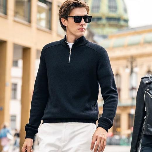 格桑米男士羊毛加绒卫衣｜半高领半拉链设计，寒冬也要保持优雅【3-7天发货】 商品图1