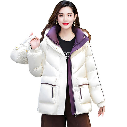 QYM B8628-1时尚气质连帽羽绒服妈妈装加厚保暖显瘦外套 商品图4