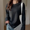 【颜值在线❗️内搭长袖打底衫】舒适宽松简约，拼接打底衫秋季韩版修身女装上衣，内搭长袖圆领T恤打底L 商品缩略图2