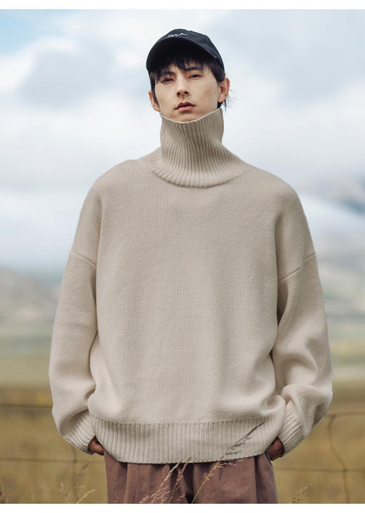 【YW】无忧购“礼物季”“圣诞清仓福利”纯色高领内搭毛衣男冬季新款慵懒风日系百搭情侣针织衫K4087（截单后3-5天发货） 商品图10