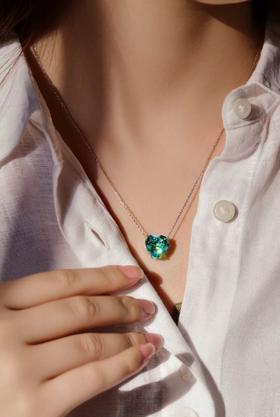 伽罗JALO N4款 培育帕拉伊巴色宝石铂金吊坠项链