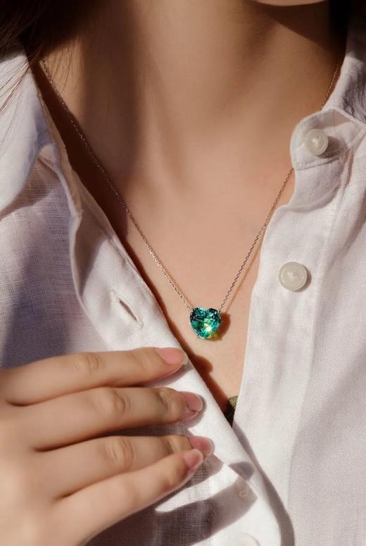 伽罗JALO N4款 培育帕拉伊巴色宝石铂金吊坠项链 商品图0