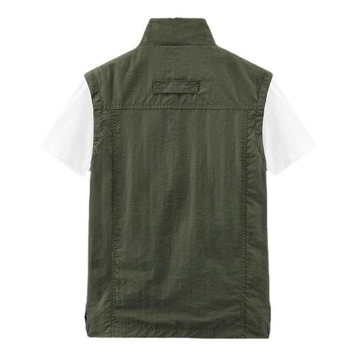 男士多口袋坎肩春秋款立领工装马甲薄款休闲纯色简约宽松背心外套 商品图4