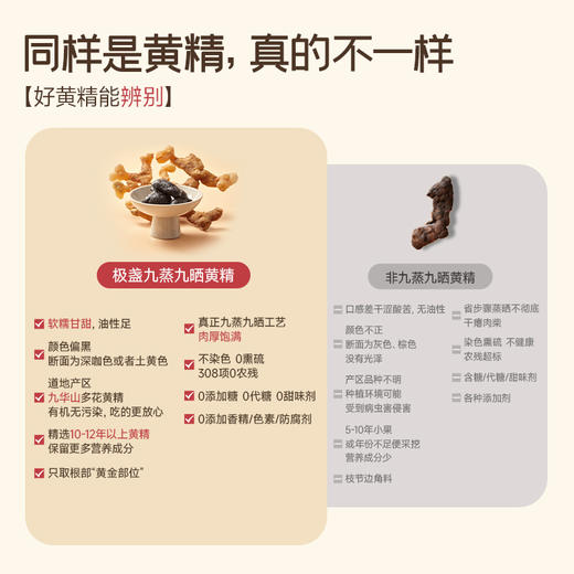 [现货]极盏 九蒸九晒有机黄精  265g/盒 九华山10-12年多花黄精 即食 商品图4