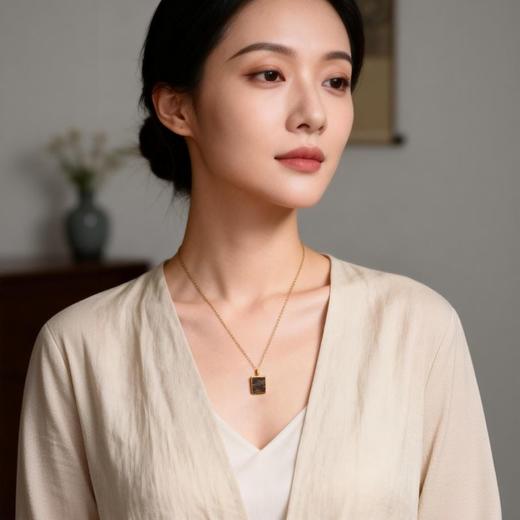 天然芽庄白奇楠包金吊坠 沉水级 SP10141 商品图1