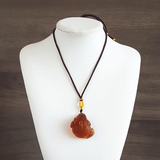 【天然正品】天然无杂裂瑞兽（招财纳福）墨西哥蓝珀吊坠项链37.1*25.5*33.5MM（皆取最大值）中性251125NJS24 特价 商品图8