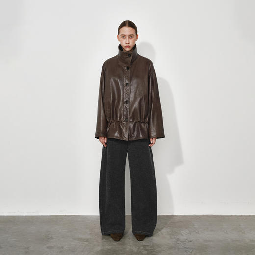 NUTH100%绵羊皮真皮皮衣宽松中长款束腰皮衣外套女 商品图2