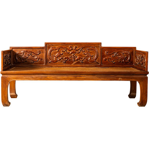 清代	红木雕螭龙灵芝三围罗汉床 商品图5