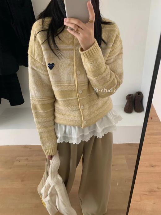 D120838复古韩系学院风短款翻领针织开衫外套女款 商品图0