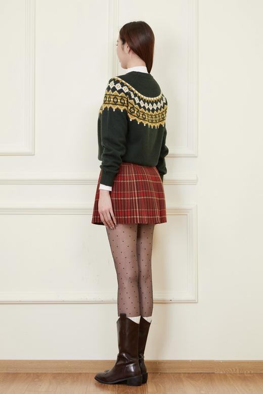 L.Fleuri 复古红色格子减龄毛呢百褶短裙 21971 商品图7