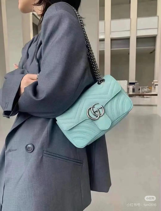 GUCCI 双g 小号 马蒙 薄荷绿 牛皮 斜挎包 商品图3