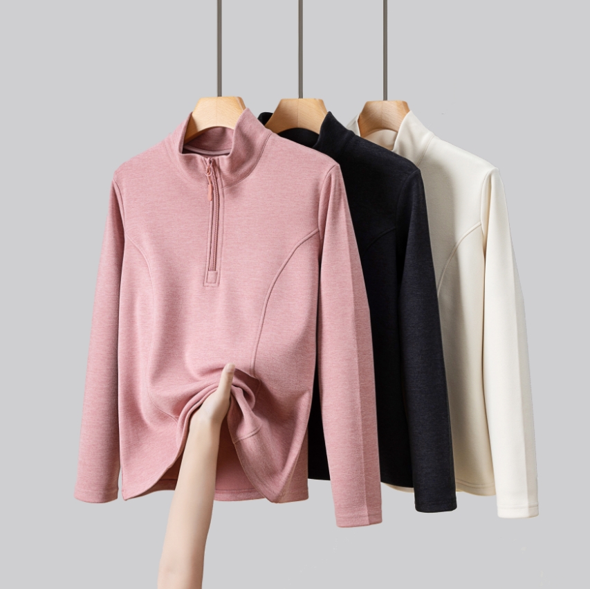 樱姿娜-秋冬新款情侣半拉链立领打底衫M012