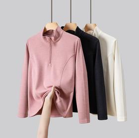 樱姿娜-秋冬新款情侣半拉链立领打底衫M012