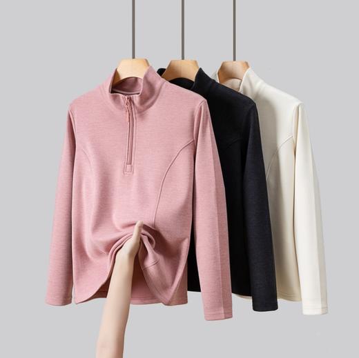 樱姿娜-秋冬新款情侣半拉链立领打底衫M012 商品图0