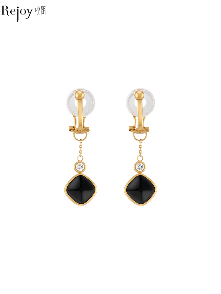 【挚友限定】玉塔 18k金钻石黑青玉耳挂（封板福利 无质量问题不接受7天无理由）