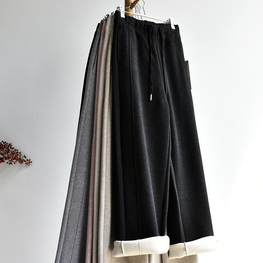 丁摩 【特厚羊毛蚕丝】800克羊毛蚕丝加绒加厚女装保暖休闲阔腿裤子5ZF-1287 商品图1
