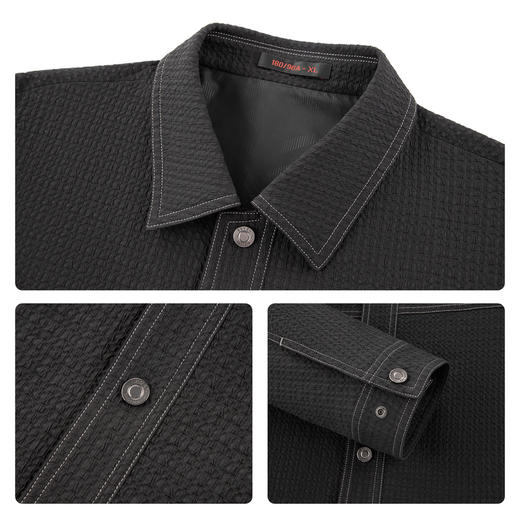 【泡泡纱肌理】柒牌男装茄克衫春季2026新品翻领休闲商务上衣外套130K70050 商品图3