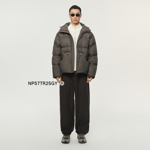 NPC潮牌90白鸭绒连帽防泼水短款羽绒服消光细格纹保暖冬NP5ADJ16 商品图1