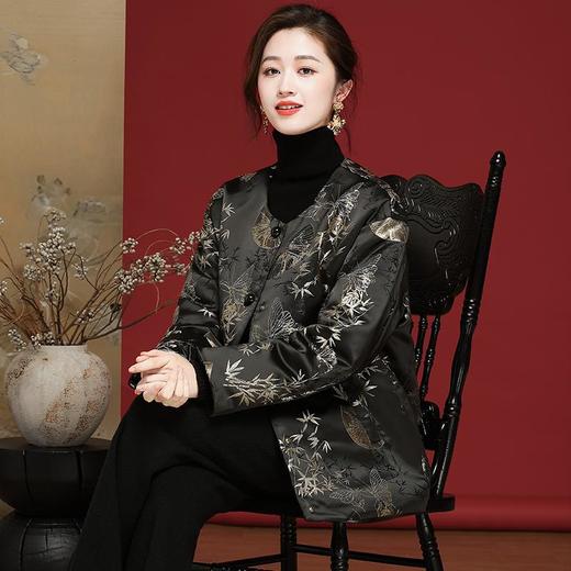 新中式中国风羽绒服，织锦缎提花百搭款OY24388 商品图1