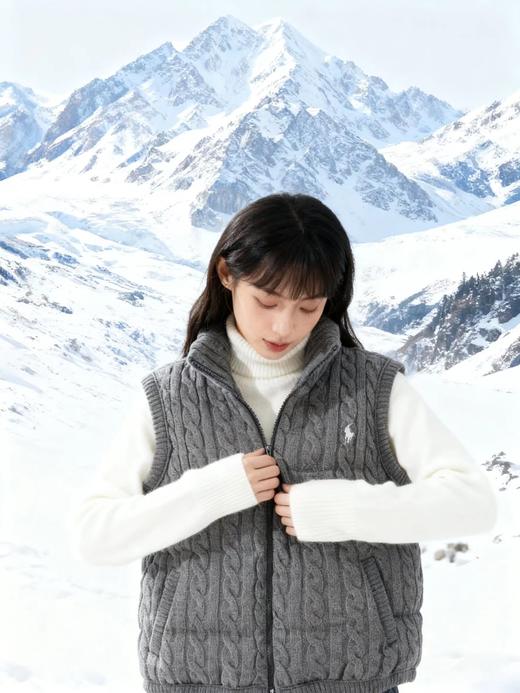 D120839小标点缀绞花针织羽绒服无袖立领马甲女款 商品图9