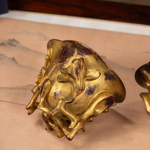 清	紫檀金漆梅花纹爵杯（一对） 商品图2