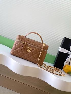 香奈儿 羊皮鸳鸯扣25C LP手柄化妆包盒子包（LZ）