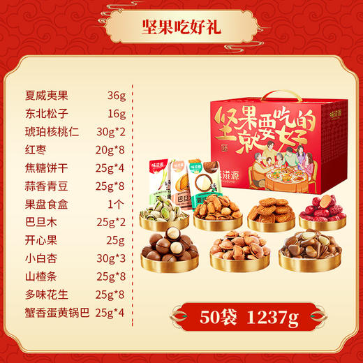 【味滋源坚果礼盒装】零食大礼包 每日坚果混合干果炒货春节送礼  商品图12