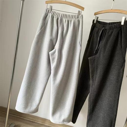 D120870松弛感直筒雨花绒加棉毛呢卫裤休闲裤 商品图3
