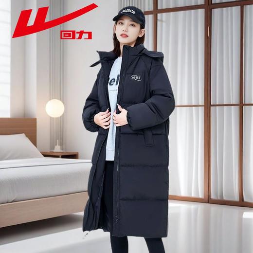 回力羽绒棉服女中长款宽松棉袄2024新款冬季加厚保暖过膝连帽棉衣 商品图0