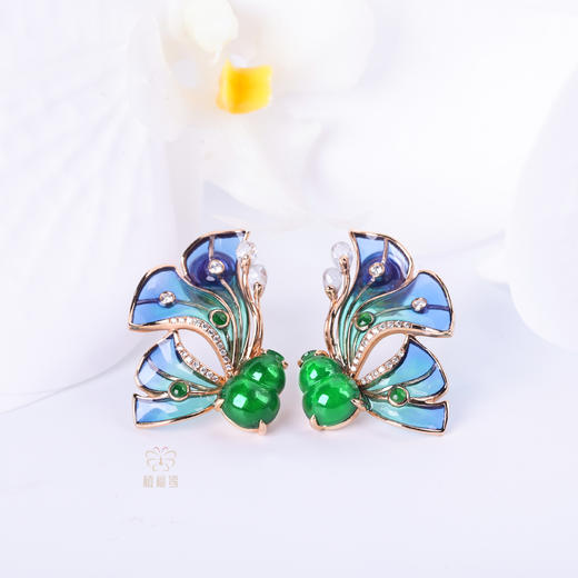 【福蝶】空窗珐琅蝴蝶耳钉-EZ12405077 商品图1