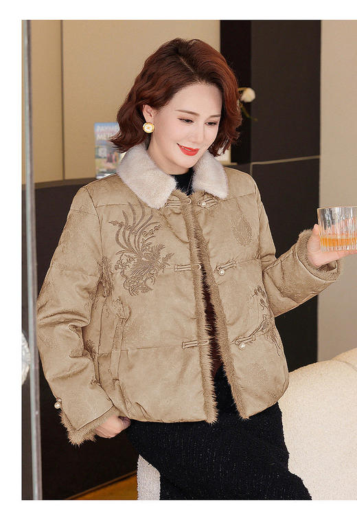 【新中式妈妈水貂毛棉服外套J254M793】给妈妈、婆婆挑新年外套温暖礼物！上身超有气质🔥✨  ⚠️随时涨价!✋家里长辈的衣服一定要提早买‼️  -GZFT 商品图2