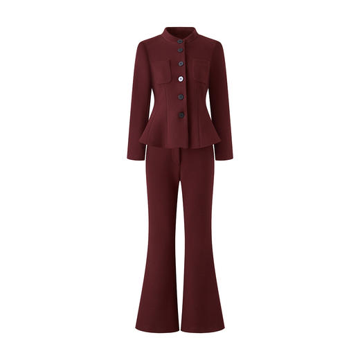 「高货wl」全新升级【铂金会员441/天猫599/差价158】(99300)洛诗琳2025秋冬羊毛呢收腰西服外套高腰微喇休闲裤两件套 商品图3