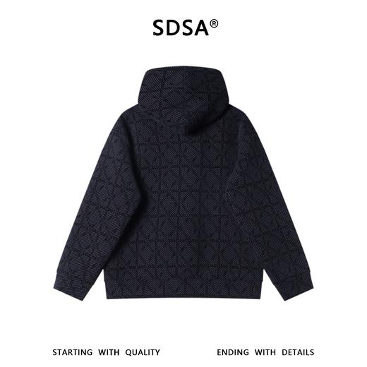 SDSA秋冬新款痞帅男装潮流高街提花格子撞色拉链连帽卫衣外套百搭 商品图5