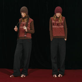 NUTH复古咖色系带护耳针织毛线帽女（发货时间同步天猫）