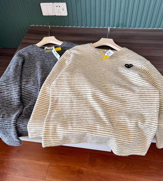 D120857亲肤不扎人兔毛细腻柔滑条纹打底衫 商品图1