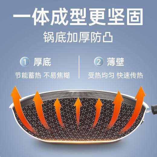 炊大皇 304不锈钢炒锅物理不粘锅34cm多层钢少油烟家用炒菜锅燃气灶电磁炉通用 全面屏34cm含附耳 商品图3