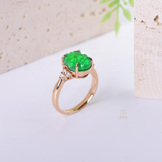 【旺财】满绿翡翠镶钻戒指-JZ12209085 商品图1