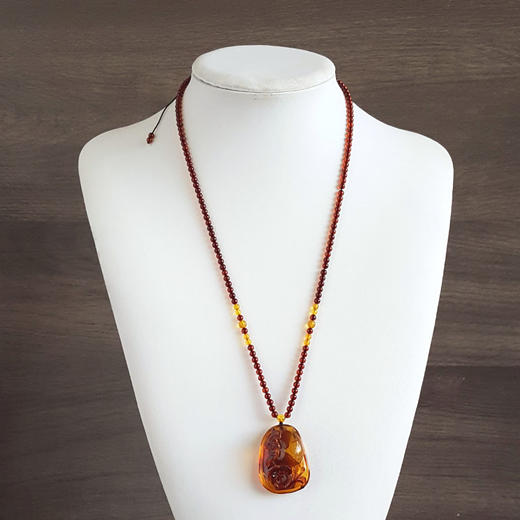 【天然正品】天然无杂裂灵芝如意（福寿安康、吉祥如意）墨西哥蓝珀吊坠项链36.1*26.8*16.9MM（皆取最大值）链长：45CM中性281125NJM11 特价 商品图7