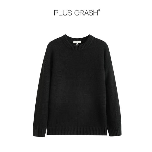 PLUS CRASH冬季新款羊毛混纺高级粗针保暖针织衫男女慵懒圆领毛衣 商品图5