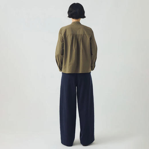 TOAST Embroidered Mini Stripe Cotton Shirt 女装刺绣无领衬衫 商品图2