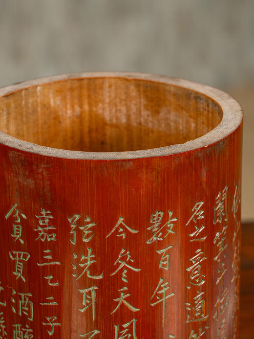 清	竹雕诗文笔筒 商品图3