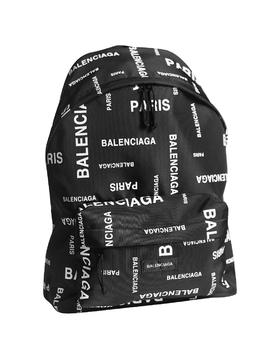 中性款尼龙印花双肩包he004