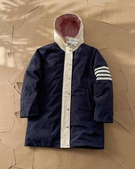 D120868学院风百搭保暖四杠长款羽绒服男女同款